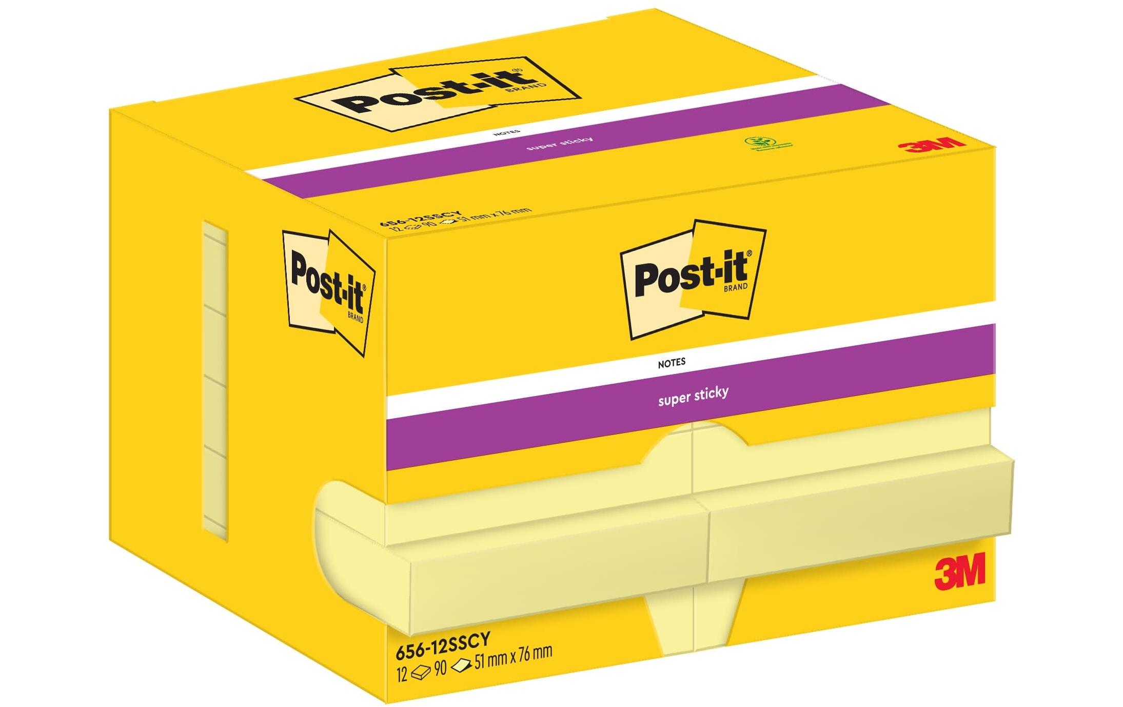 Notizzettel Super Sticky 76 x 51 mm, Gelb, 12 BlöckeStarke Haftnotizen
