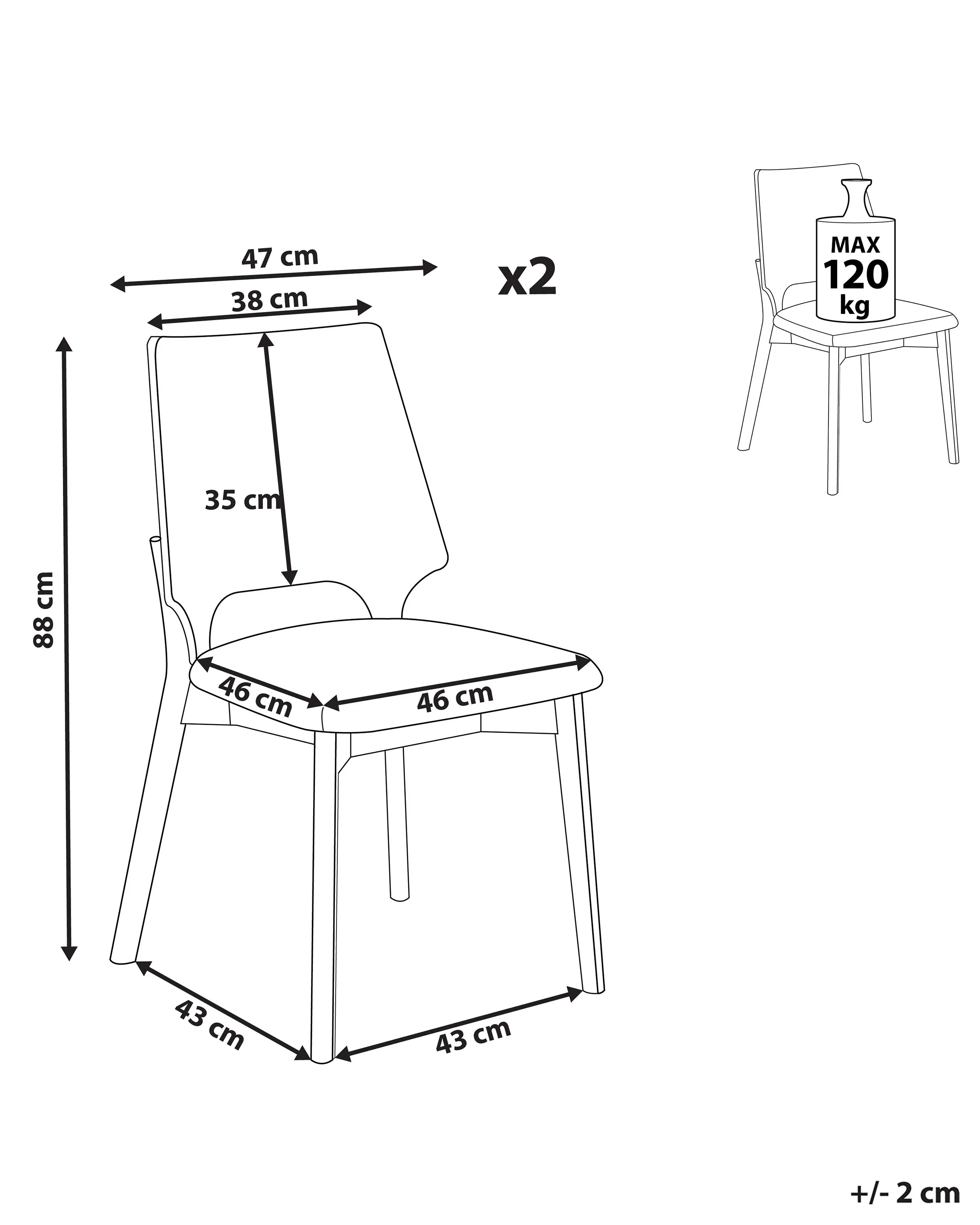 Set van 2 eetkamerstoelen ABEE Bruin/lichtbeige