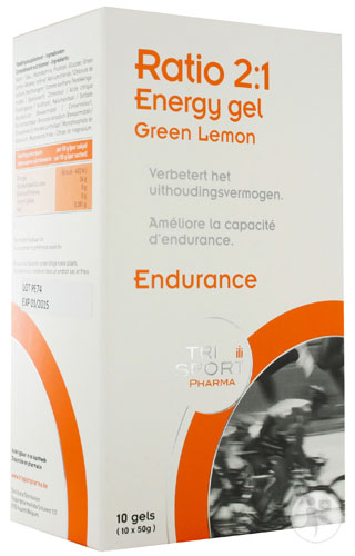 Ratio 2:1 Energy Gel Green Lemon Endurance Sachets 10x50g