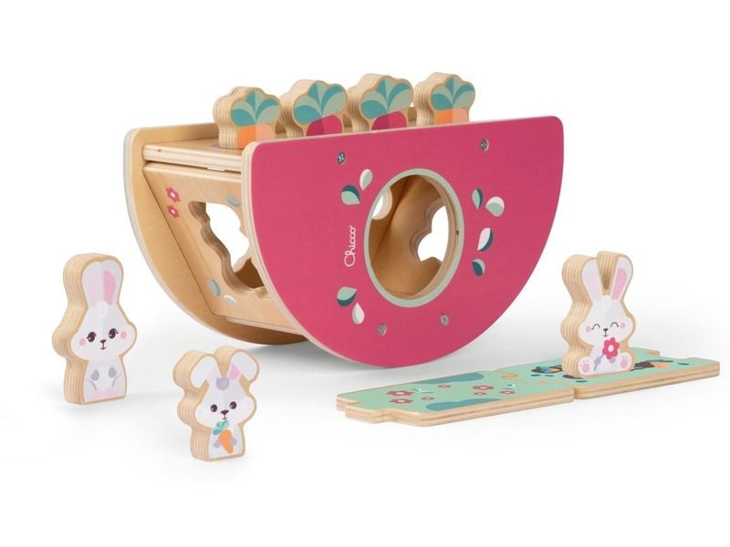 Chicco Steckspiel My Wood Friends – Der Hasenhügel Spielset aus Holz