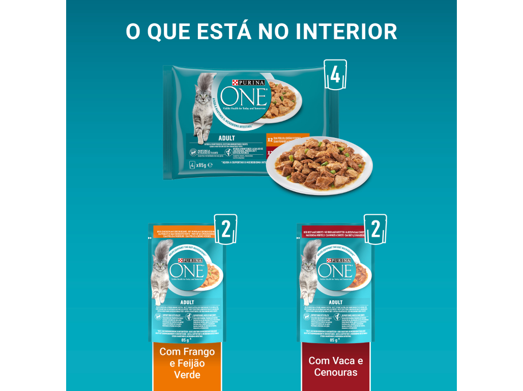 COMIDA HÚMIDA PARA GATO PURINA ONE ADULT 4X85G