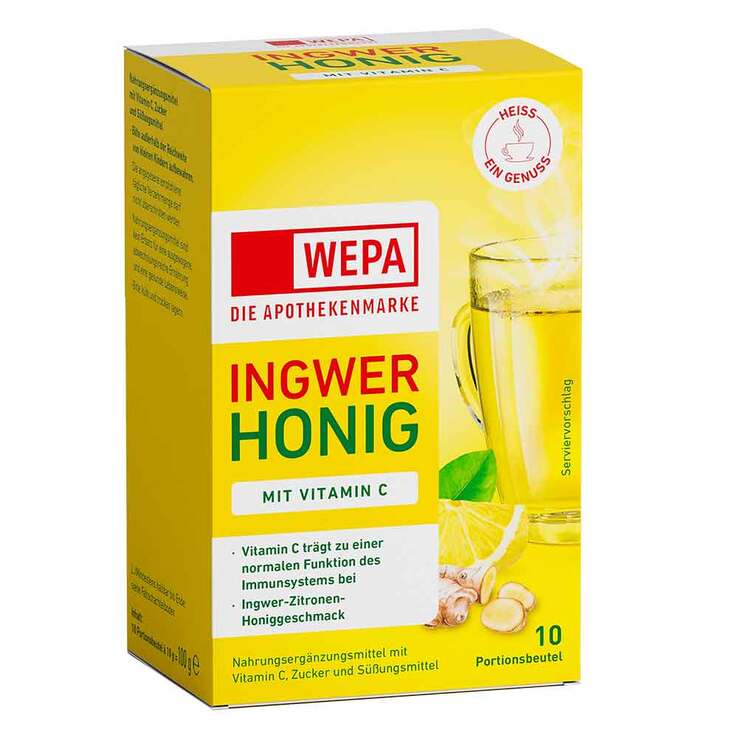 Wepa Ingwer + Honig + Vitamin C Pulver, 10X10 g