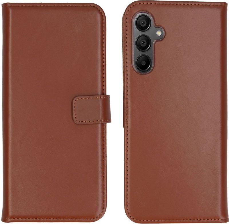 Selencia - Bookcase - Lichtbruin - Echt Leer - Voor Samsung Galaxy A15 (5G/4G)