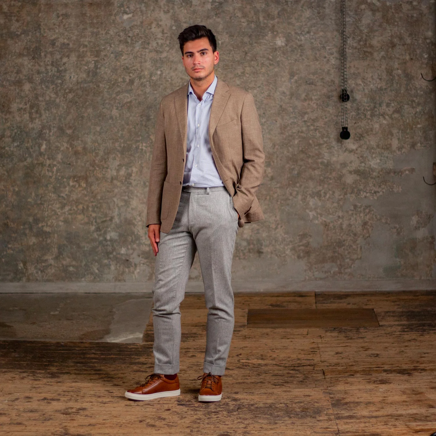 Kooper-Sneakers / Basket en cuir cognac