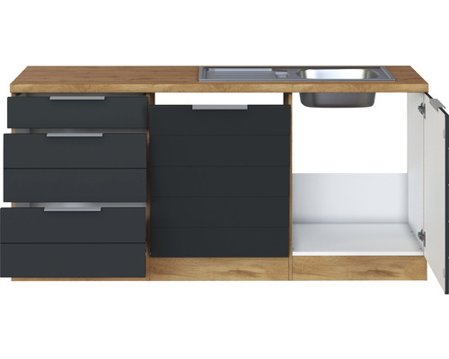 Held Furniture hoekkeuken zonder apparatuur Florence 240 cm grijs mat gedemonteerde variant omkeerbaar 1128.6293