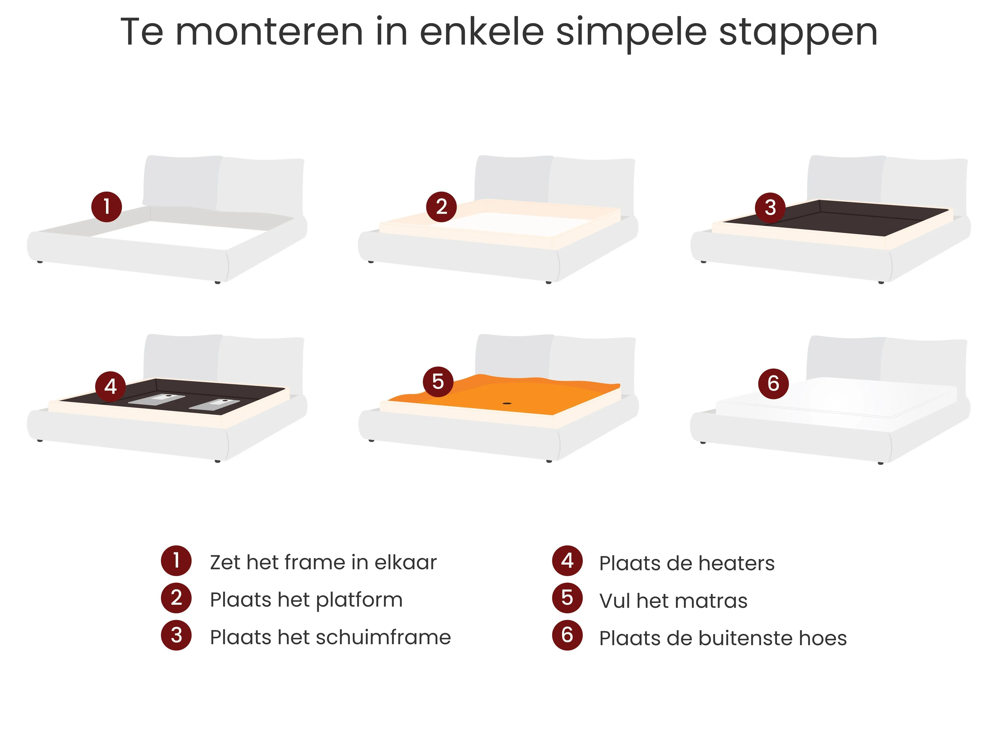 Waterbed Kunstleer ZEN 180 x 200 cm Donker essenhout