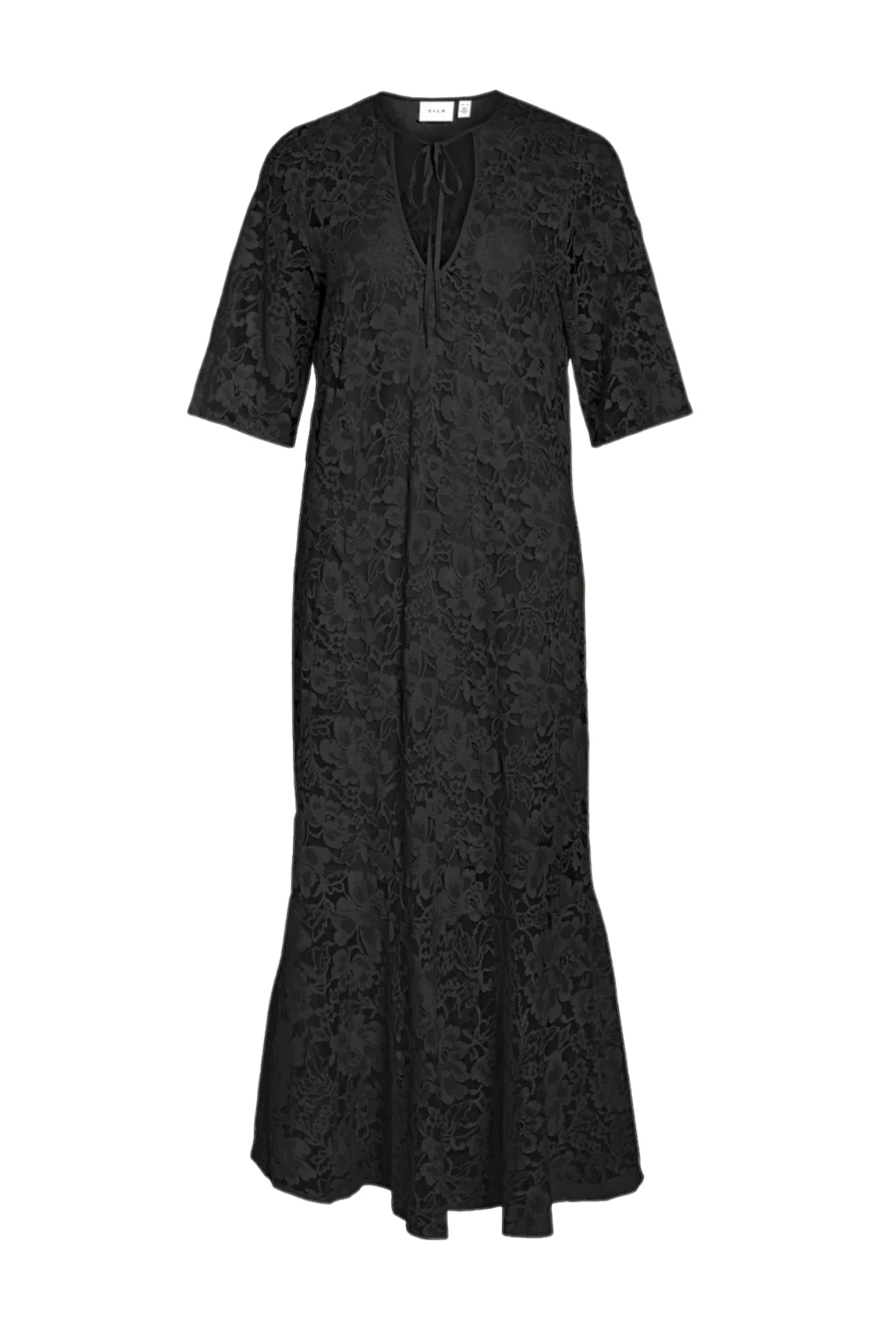 Vila  Vinalina 2/4 Lace Midi kjole - sort