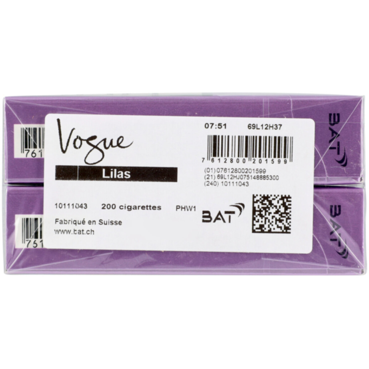 Vogue Zigaretten Slims Lilas Box Stange