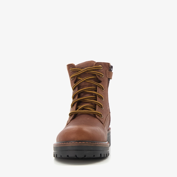 Braqeez leren jongens veterboots donkerbruin