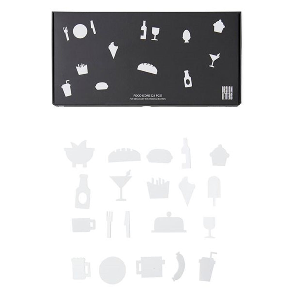 Køb Design Letters Food Icons for Messageboard White