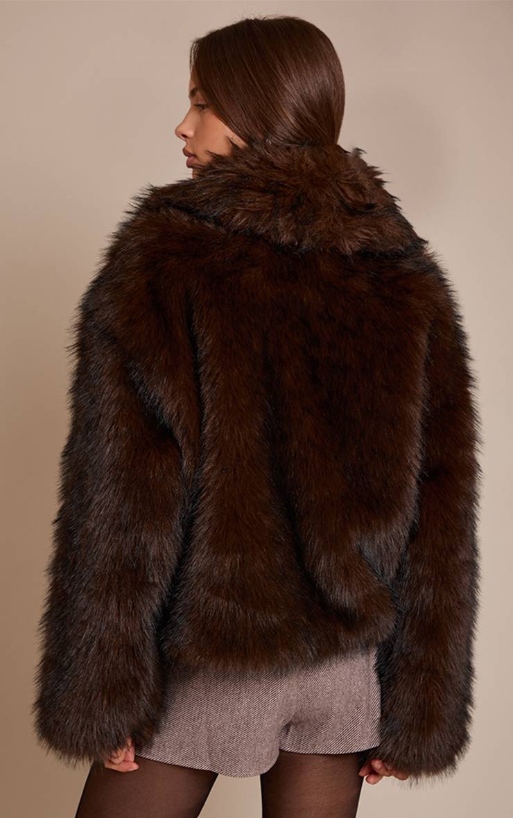 Chocolat Manteau En Synthétique À Col Surdimensionné