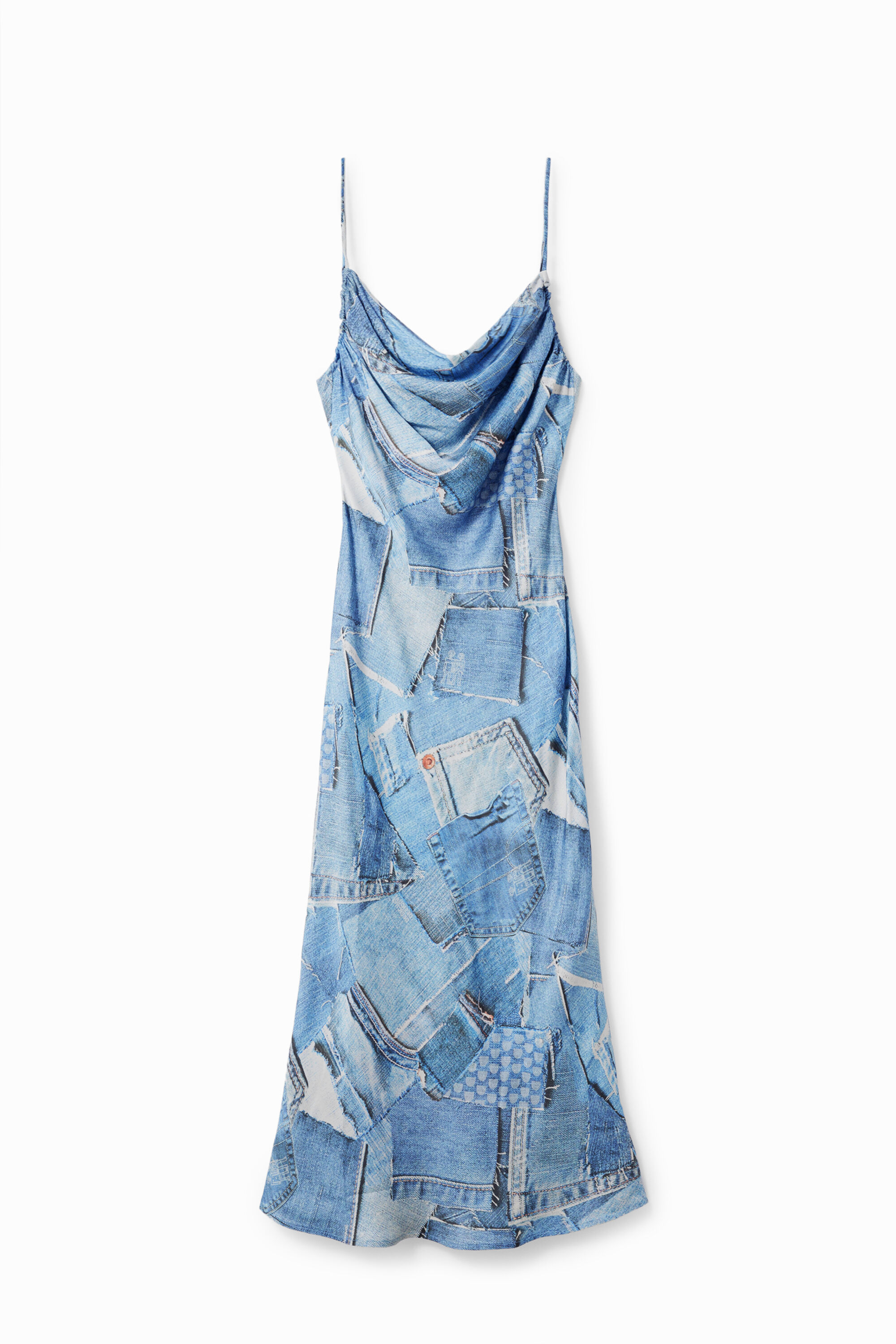 Robe midi patchwork denim