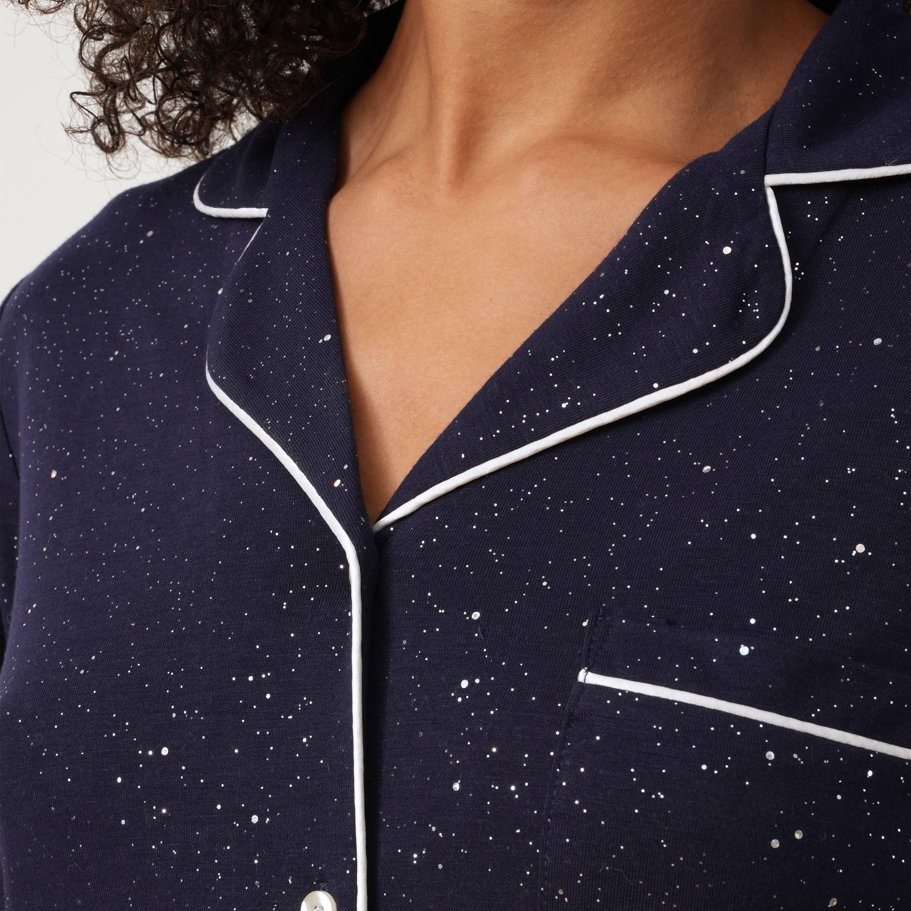 Linea Ladies Sparkle Button Through Pyjama Set