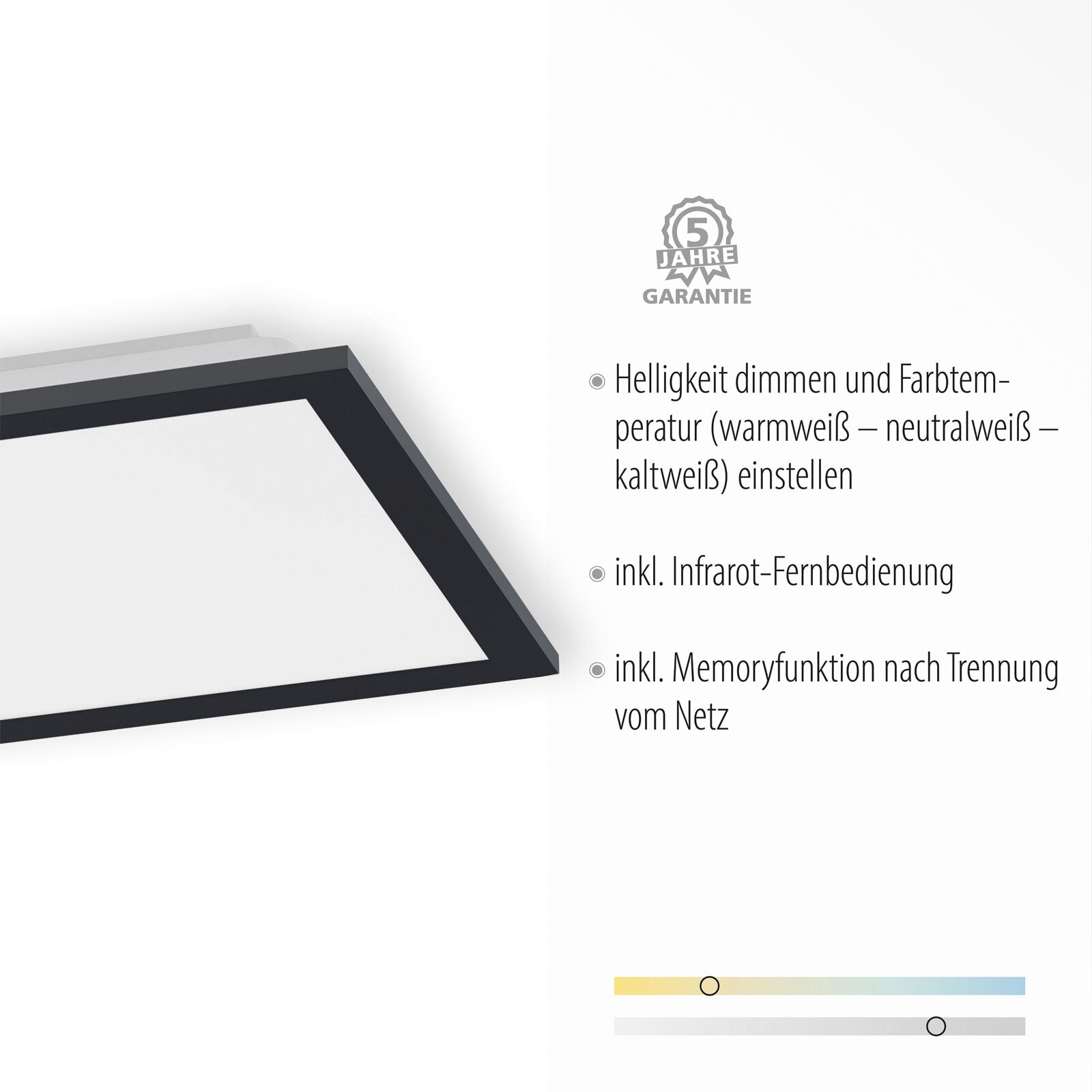 LED-Deckenleuchte Flat 29,5x29,5 cm schwarz