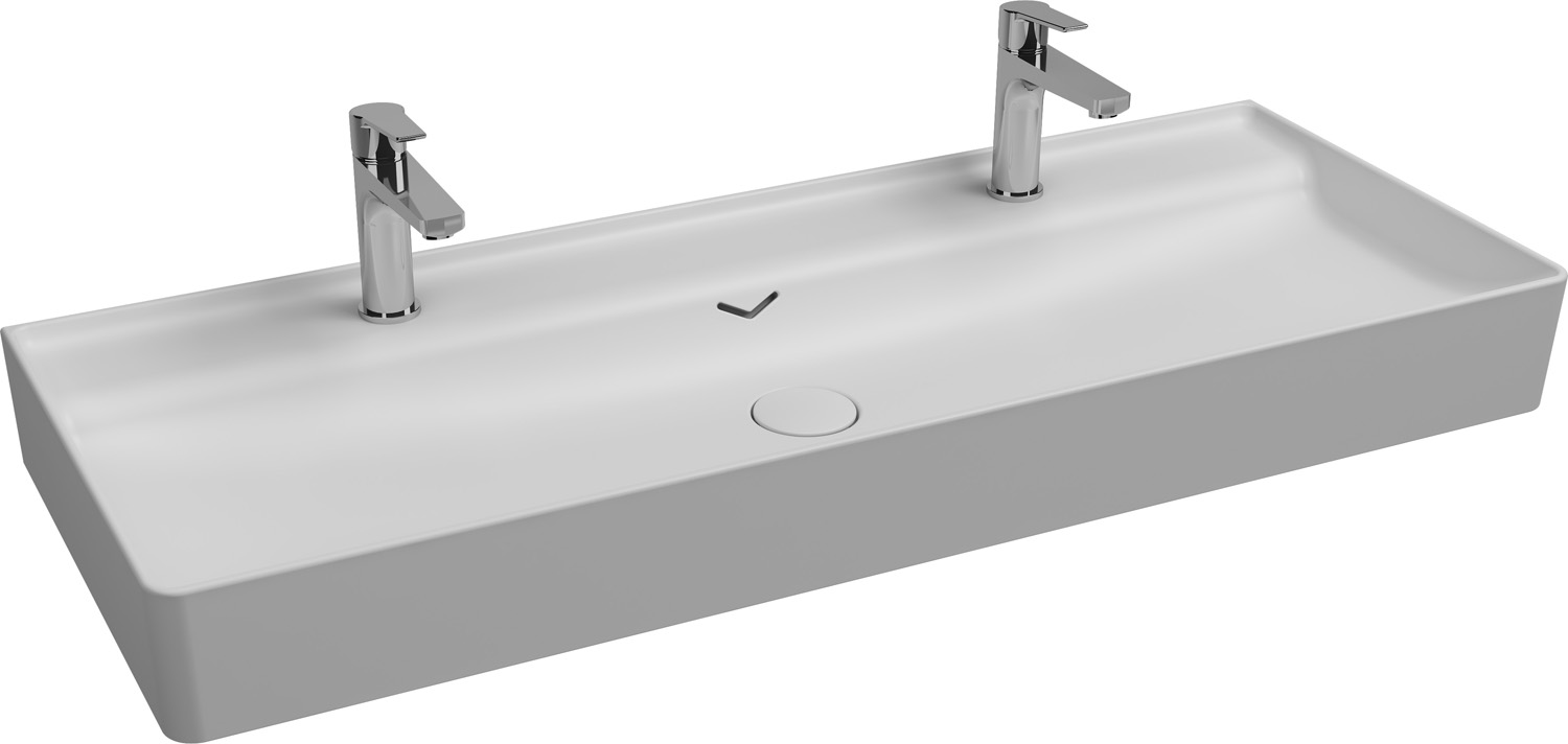 Isvea Vea opbouw wastafel met 2 kraangaten 120cm wit mat