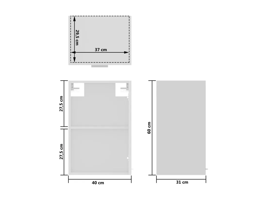 Armoire en verre suspendue Blanc 40x31x60 cm Bois d'ingénierie