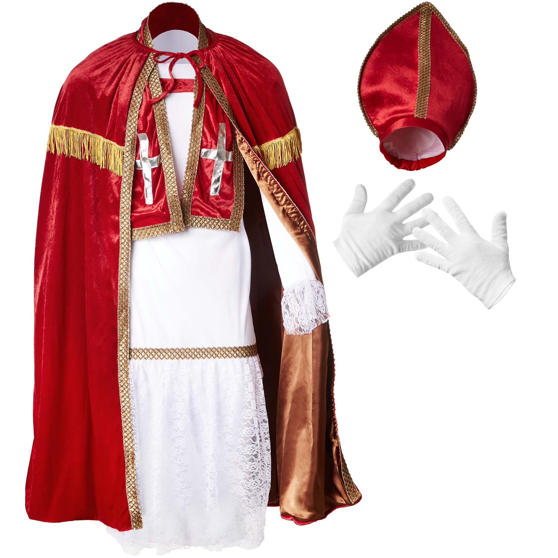 tectake® Herrenkostüm St. Nikolaus-Set dunkelrot