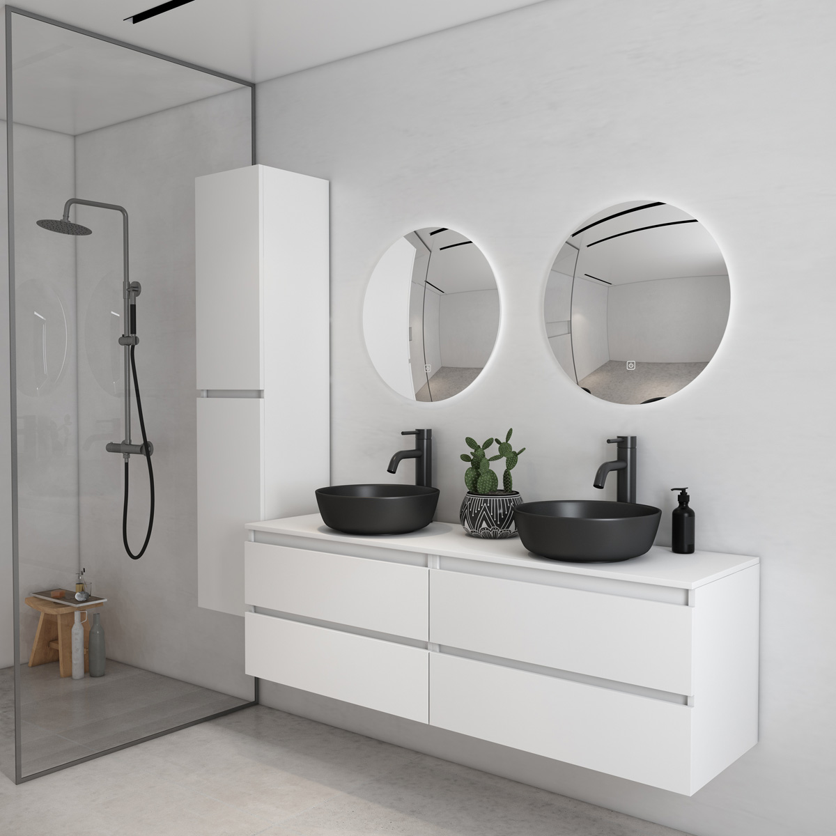 Fontana Proma badkamermeubel 160cm zonder kommen mat wit