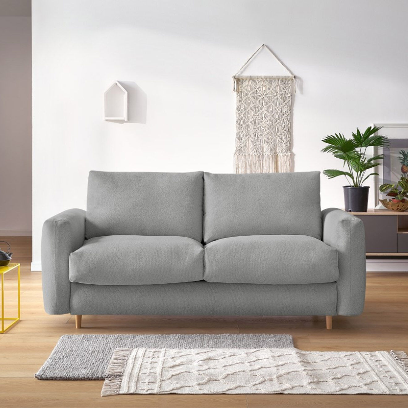 Bobochic Canapé convertible cocoone express gris clair - 220x105x98 cm