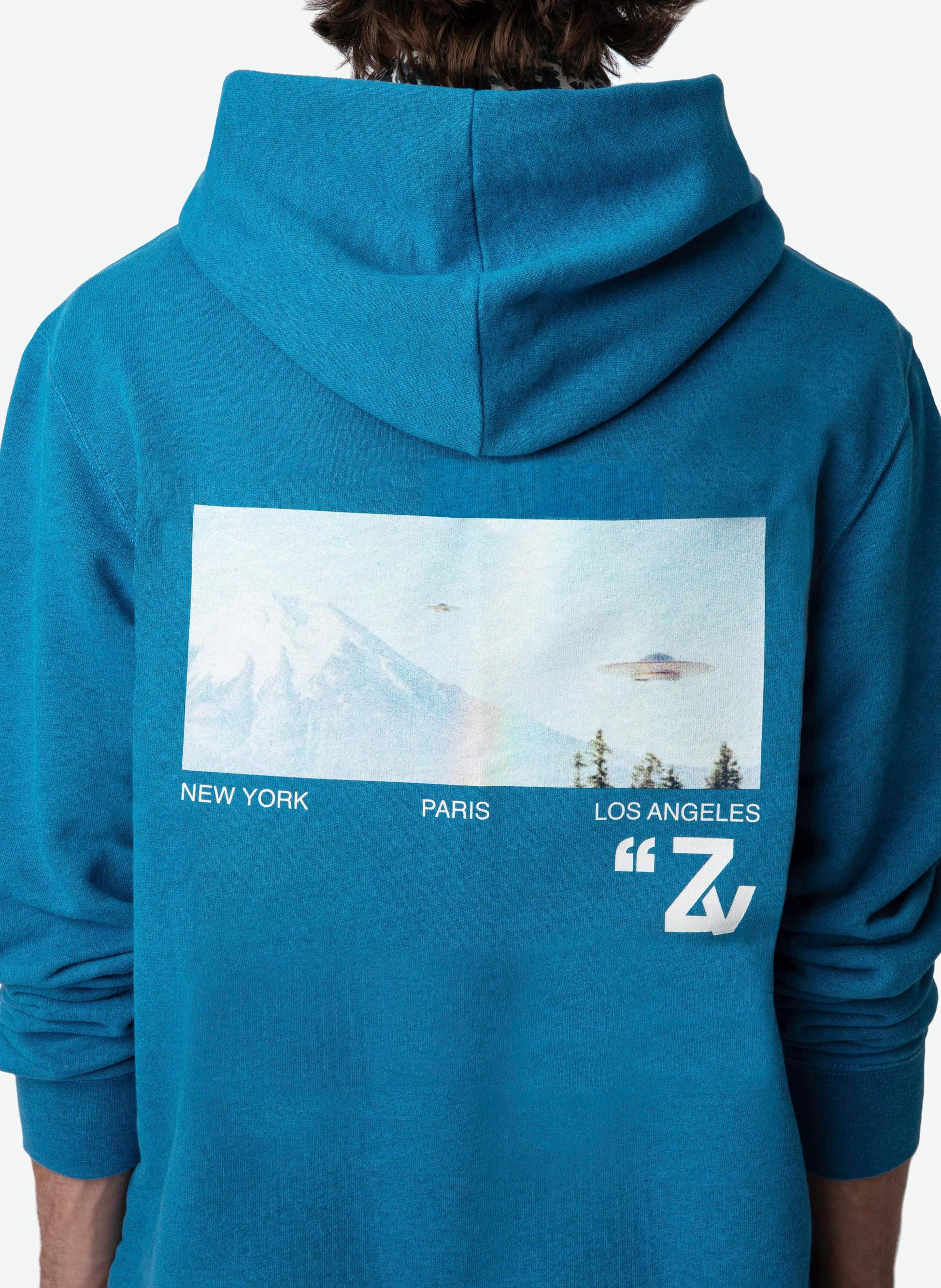 SANCHI - Sweatshirt oversize à capuche en coton mélangé | Bleu