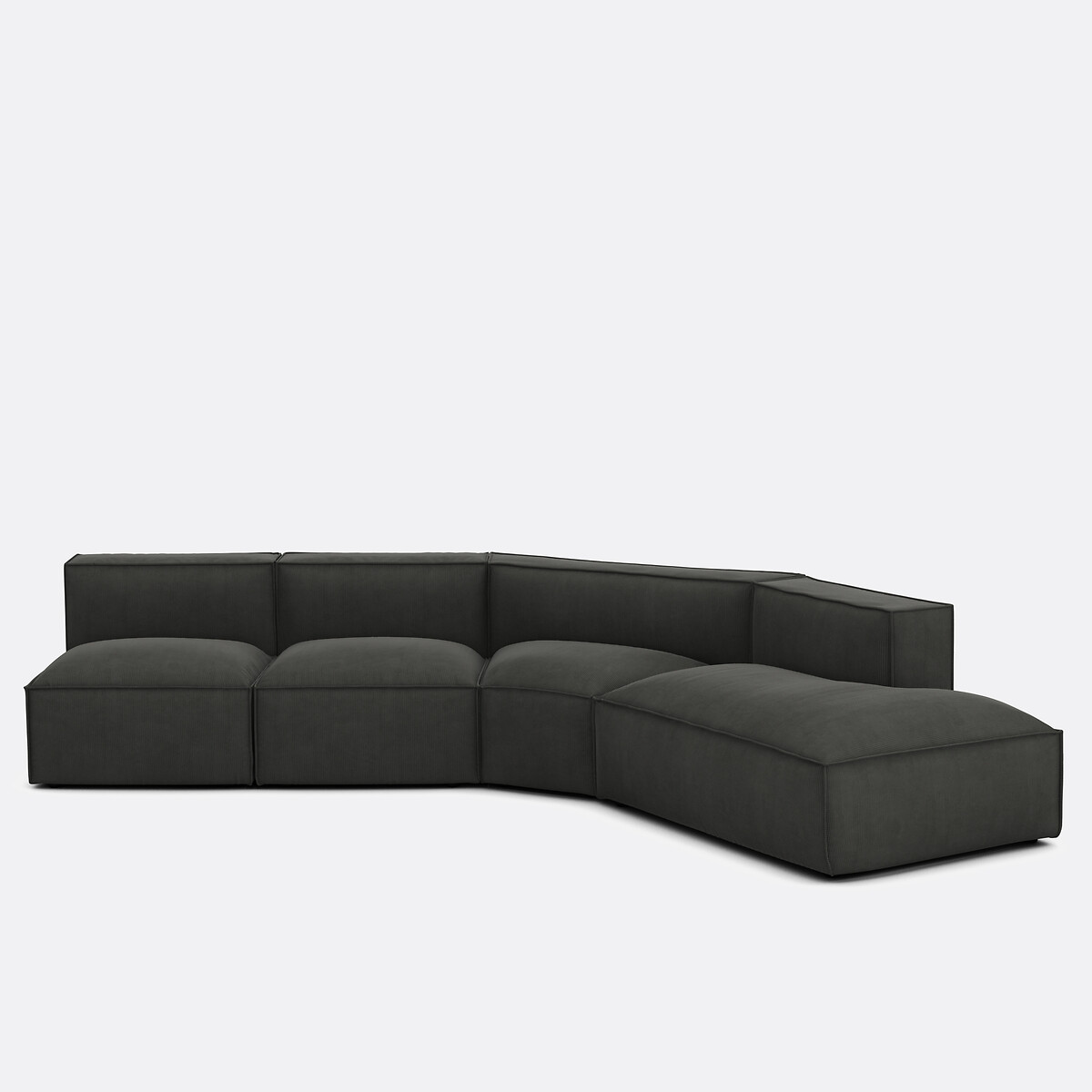 LA REDOUTE INTERIEURS<br>Canto modular aberto, veludo cotelê Seven
