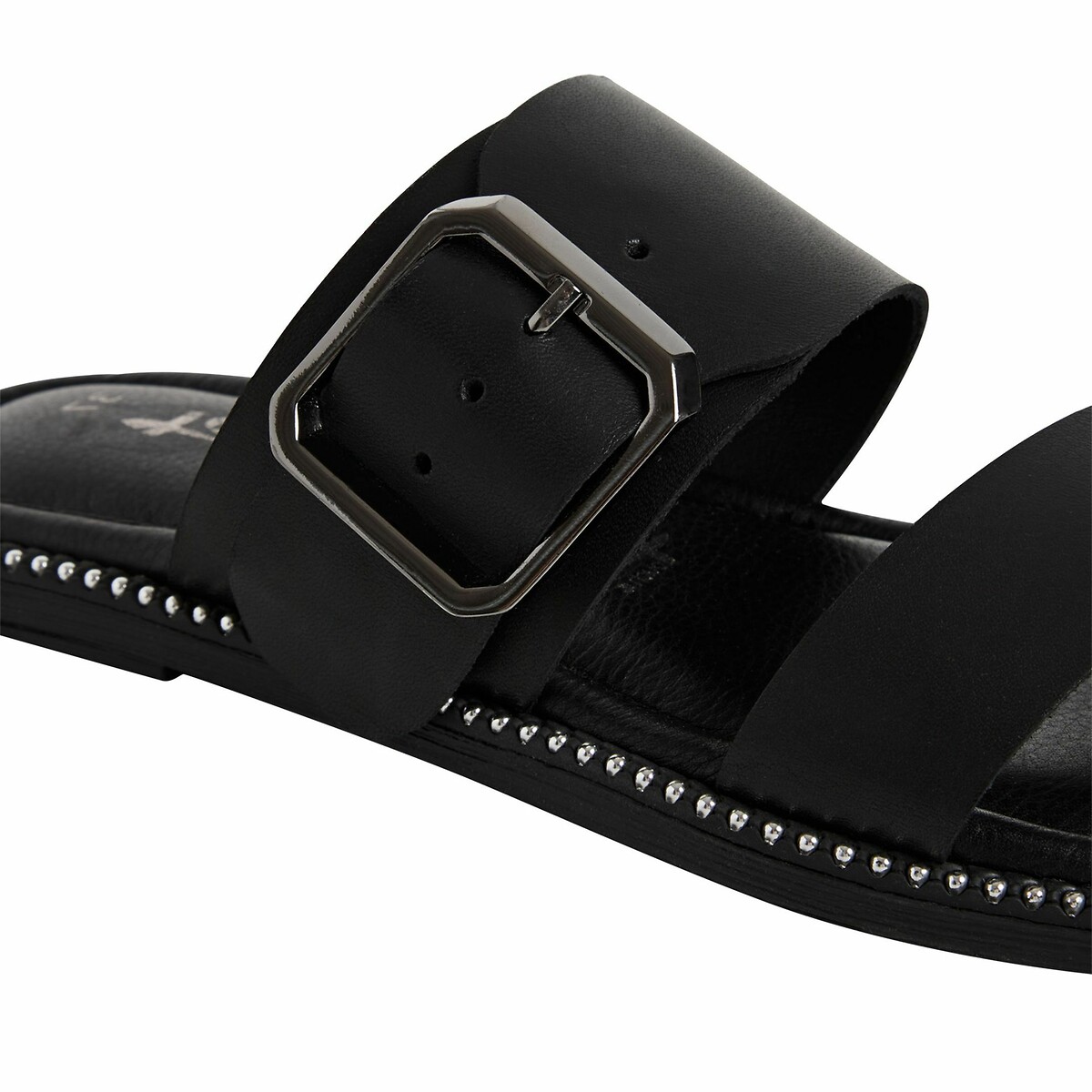 TAMARIS<br>Mules de couro planas