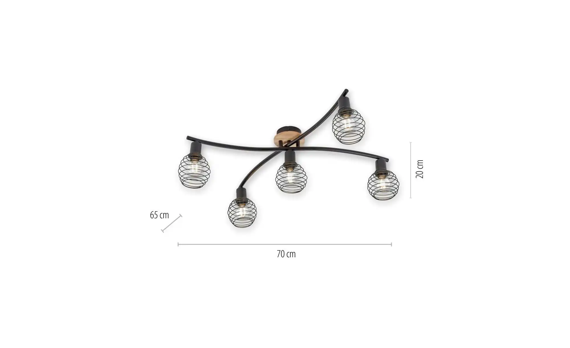 Paul Neuhaus Deckenleuchte, 5-flammig, Holz/Metall