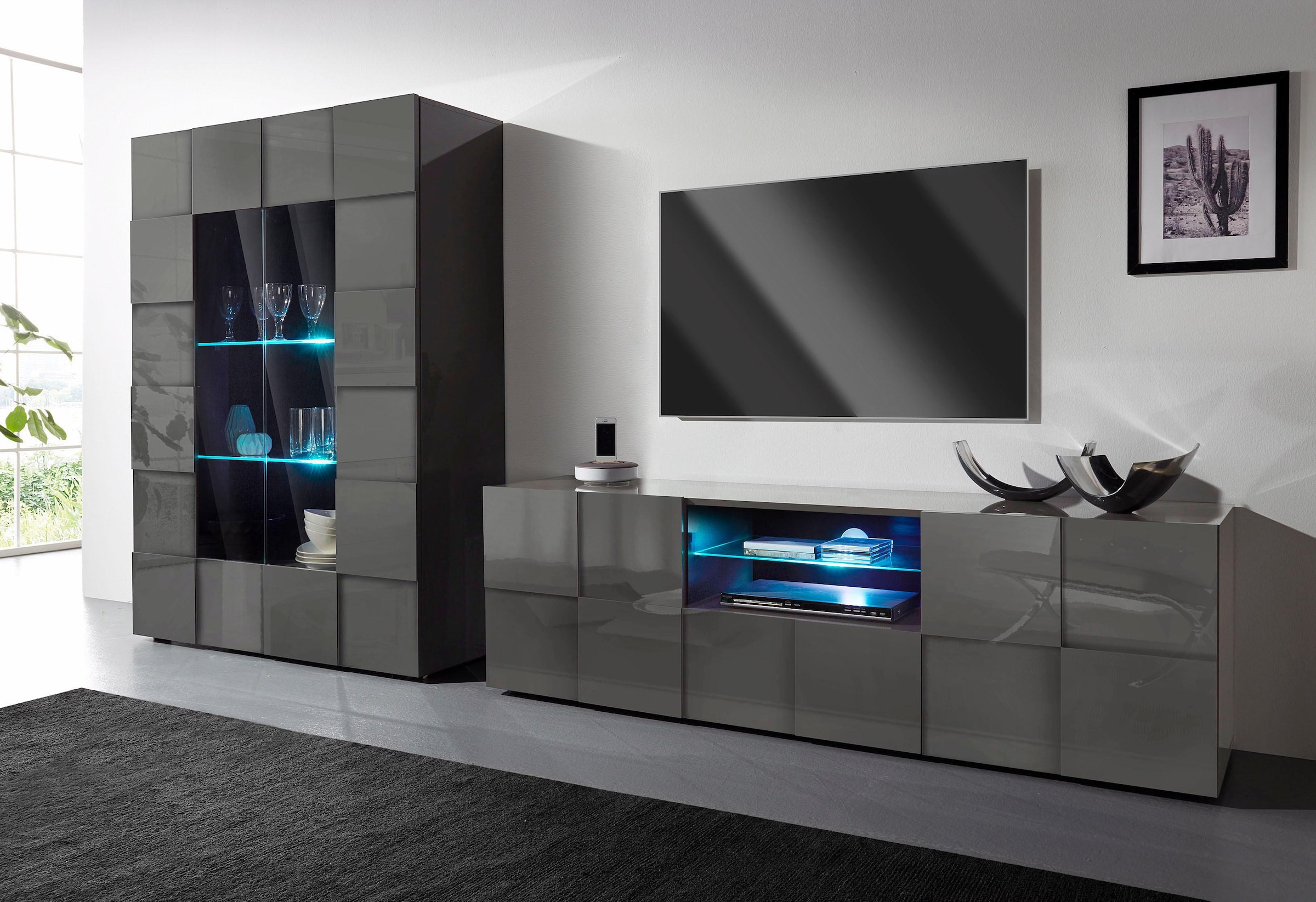 INOSIGN Lowboard »Dama Breite 181 cm, TV-Board 2 Türen, 1 Schubkasten, TV-Schrank« Front in 3D-Optik, viel Stauraum, verschiedene Farben