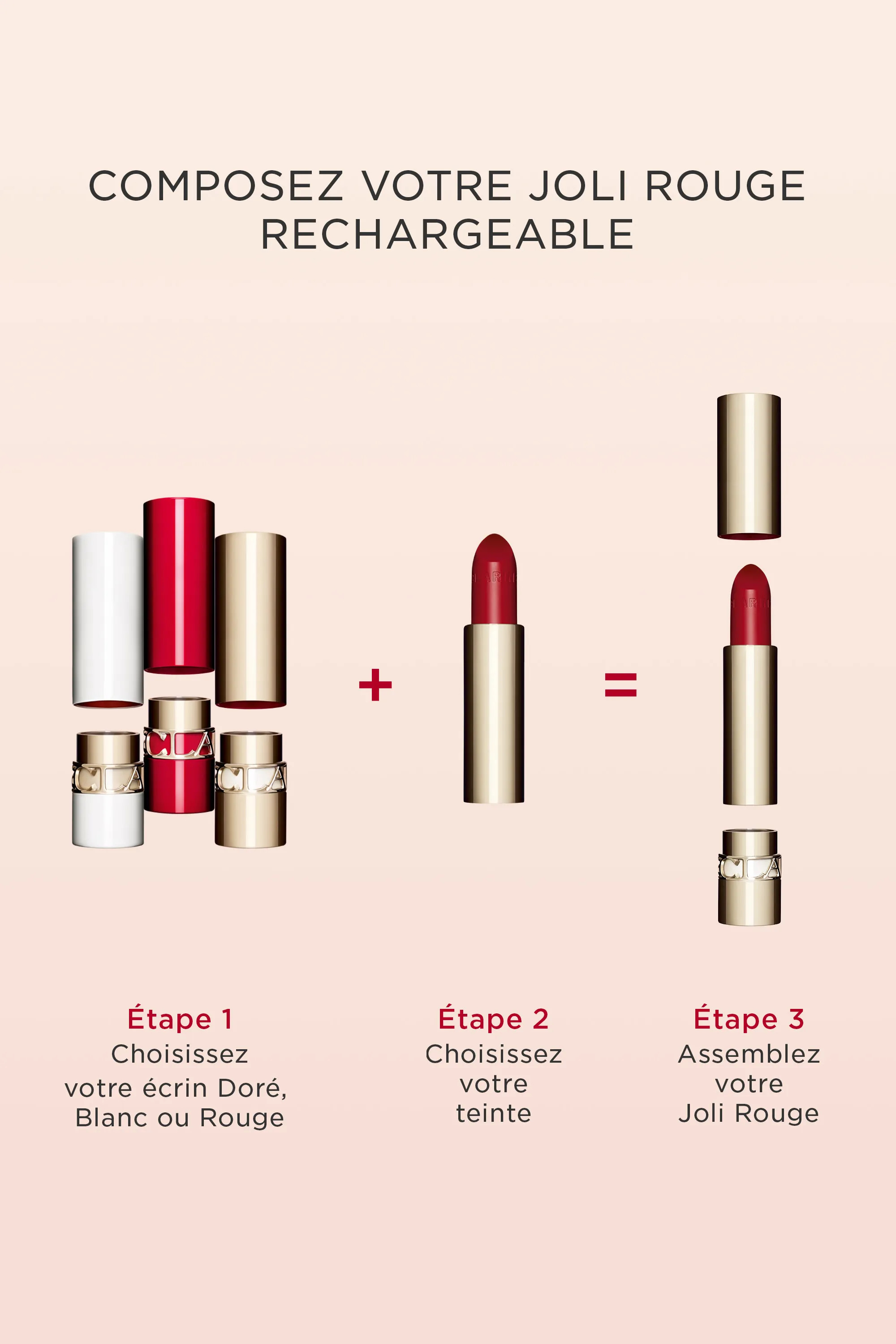 Clarins Rouge à lèvres rechargeable Joli Rouge Satiné-3.5 g