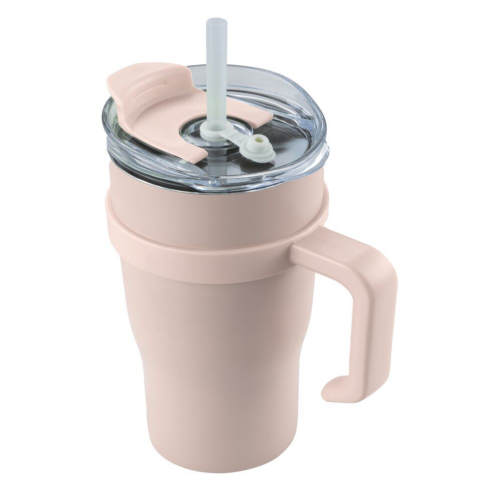 Mug isotherme en inox 1,2L avec paille et poignée