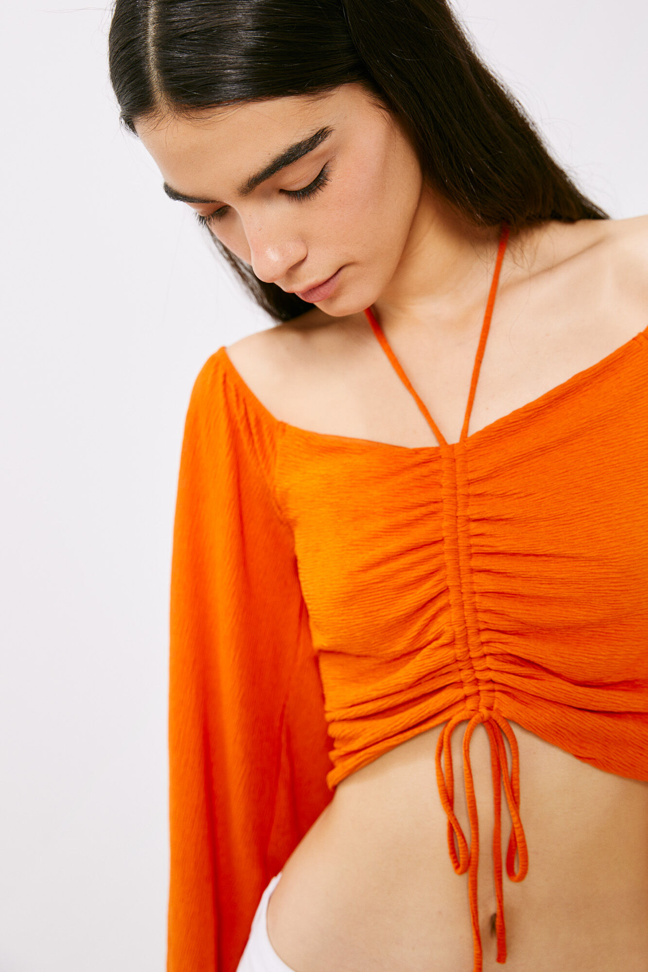 Blusa com babados - Laranja