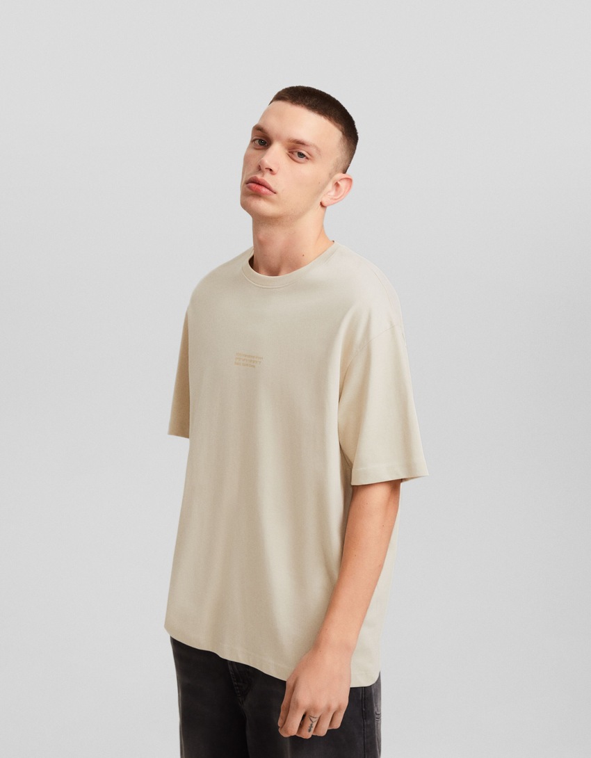 Camiseta oversized de manga curta estampada