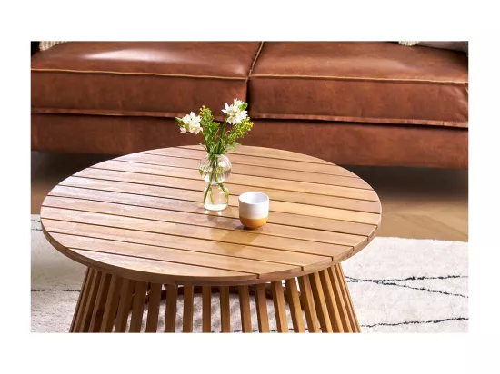 Table basse ronde en bois massif D80 cm - NASSAU