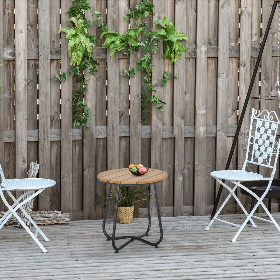 Outsunny Runder Gartentisch in Holzoptik braun