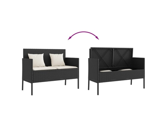 VIDAXL - Banc de jardin avec coussins noir résine tressée