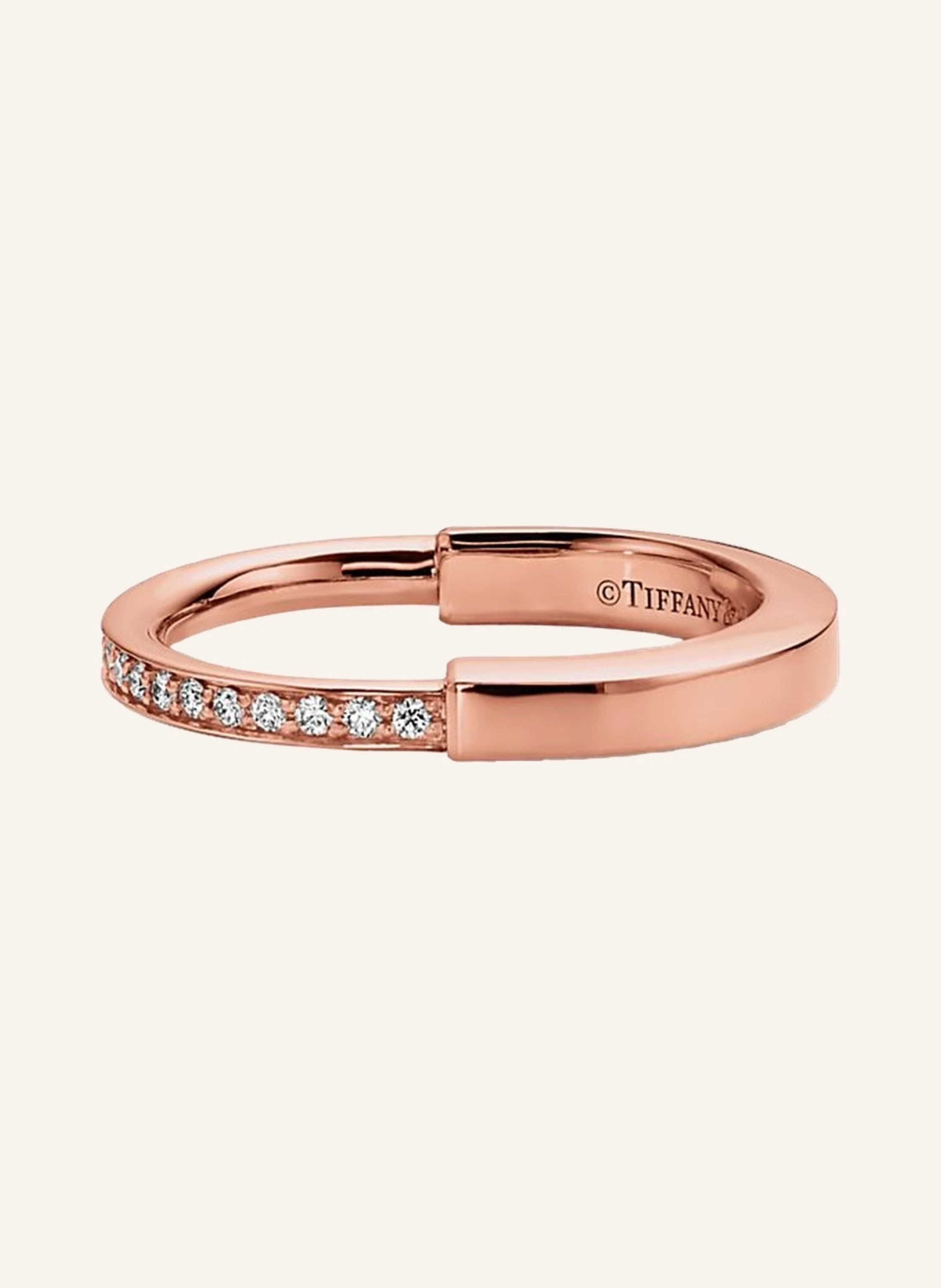 TIFFANY & Co. Tiffany Lock RING aus 18 Karat Gelbgold mit Diamanten im runden Brillantschliff