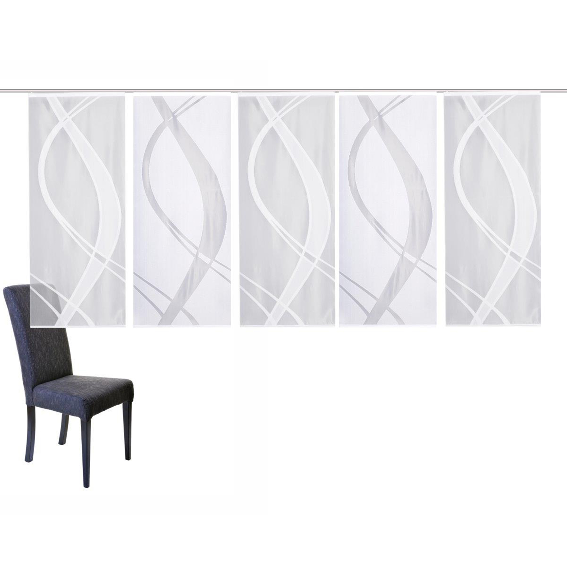 5-teiliges Schiebevorhang-Set TIBASO - transparent-weiß - je 57x145 cm