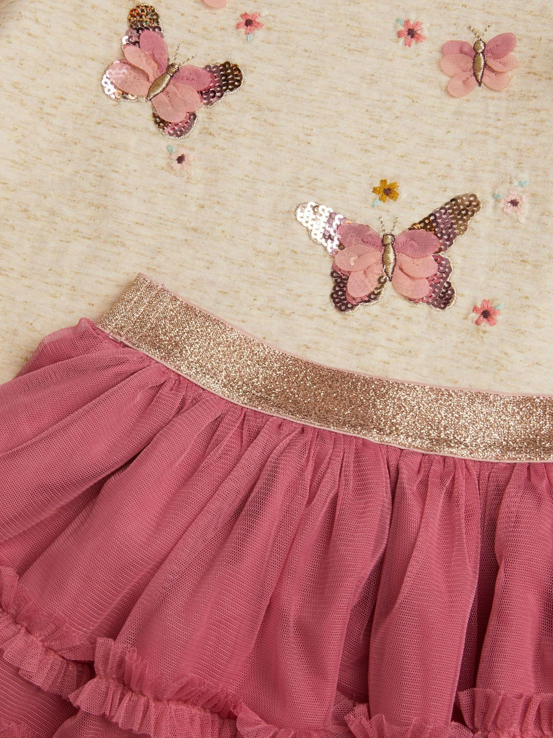 Monsoon Sequin Butterfly Top & Tulle Skirt Set