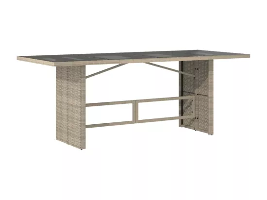 Ensemble à manger de jardin et coussins 7 pièces gris clair rotin