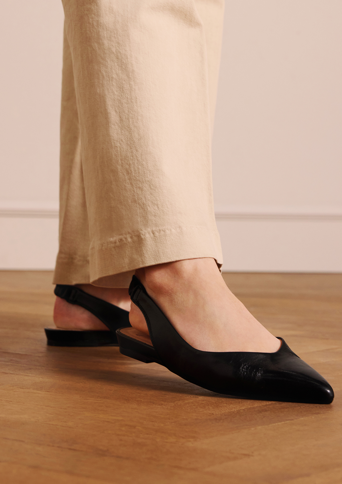 Zwart leren slingbacks