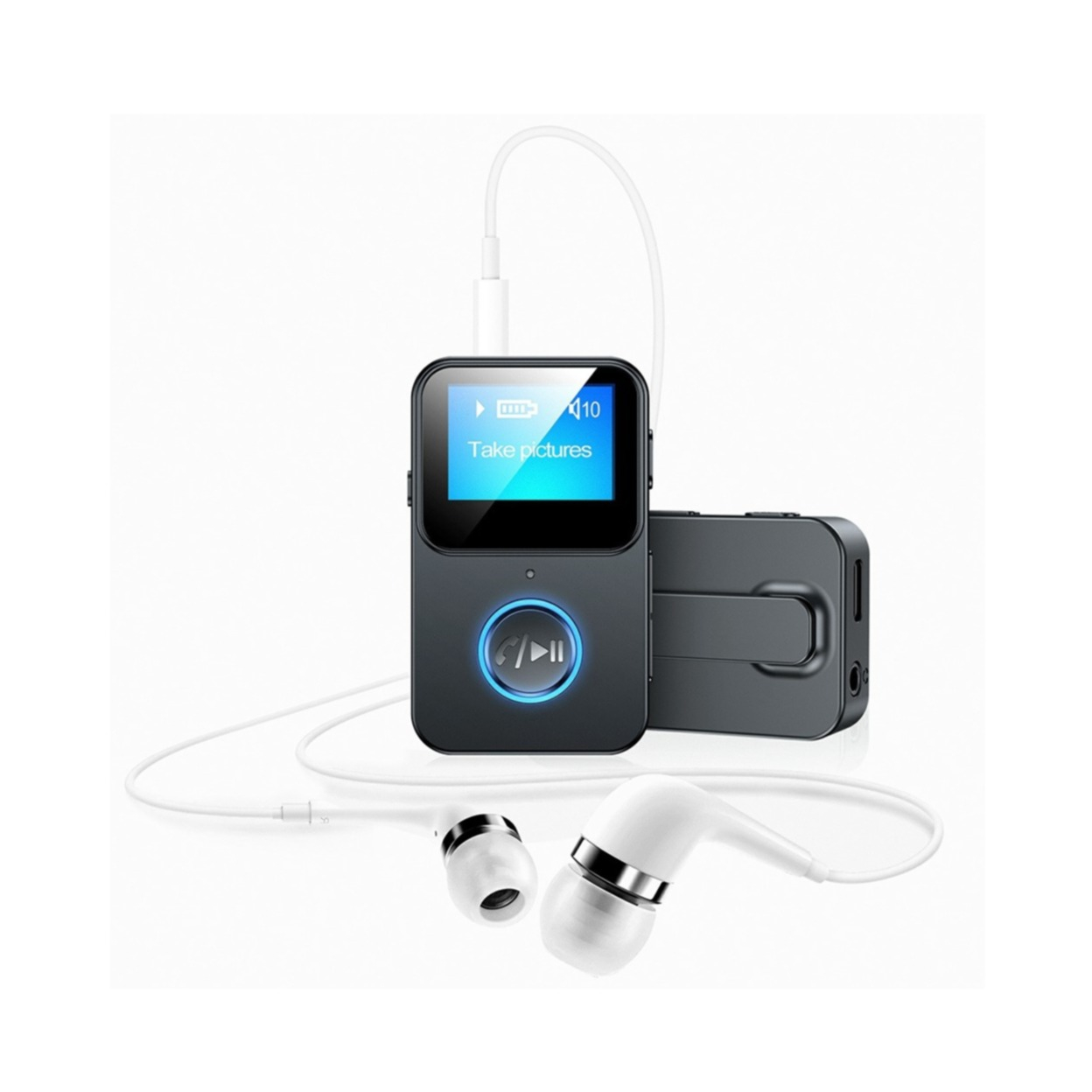 4in1 MP3-Player Bluetooth 5.0 Audio Transmitter / Receiver 3.5 mm Klinkeadapter / Kamera Fernauslöser mit Micro SD Kartenslot - Schwarz