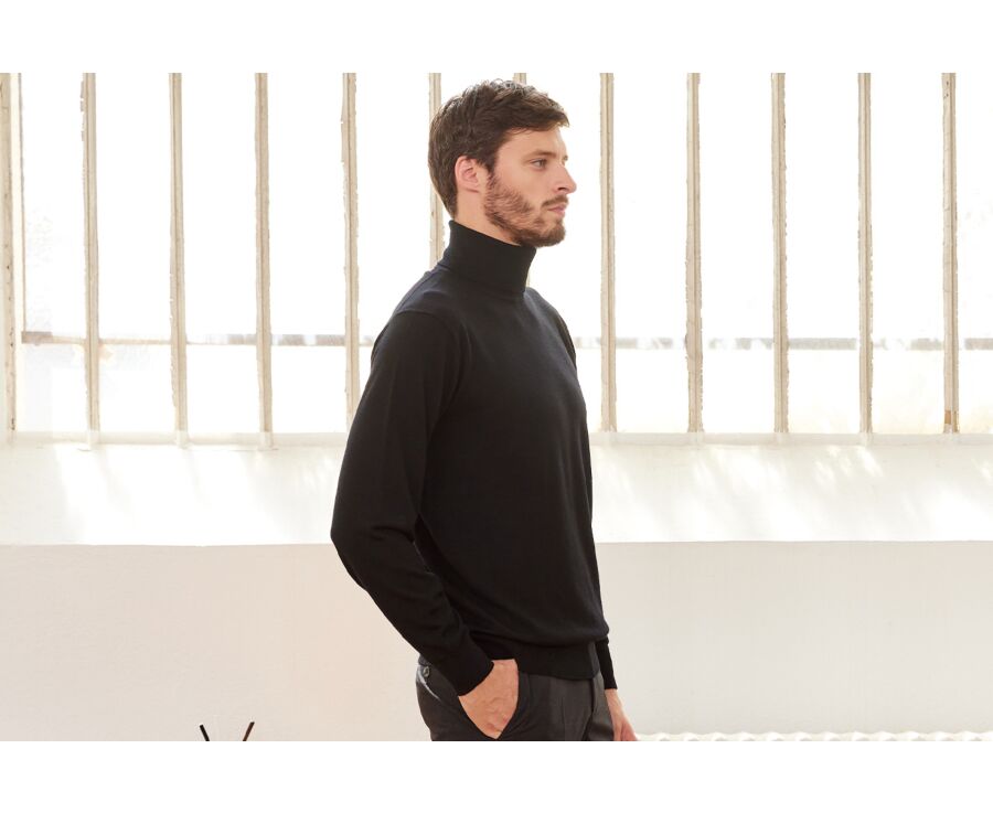 Pull col roulé homme Noir - EMERINOS