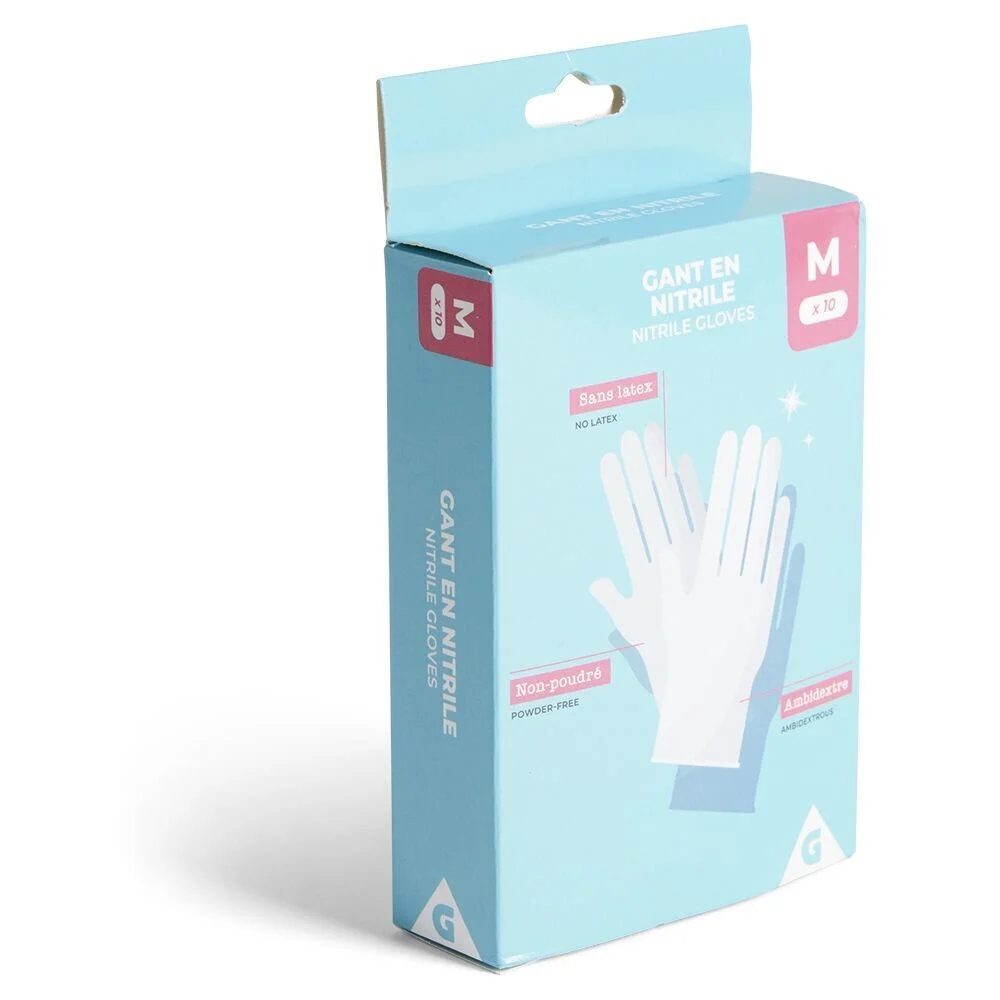 Gants en nitrile taille M x10 bleu