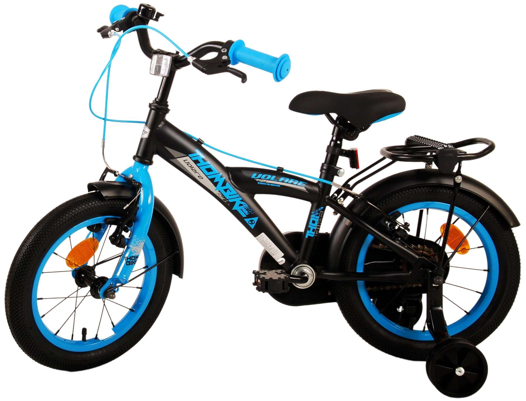 TPFSports Thombike Kinderfahrrad - Jungen - 14 Zoll - Rücktritt + Handbremse - Schwarz/Blau