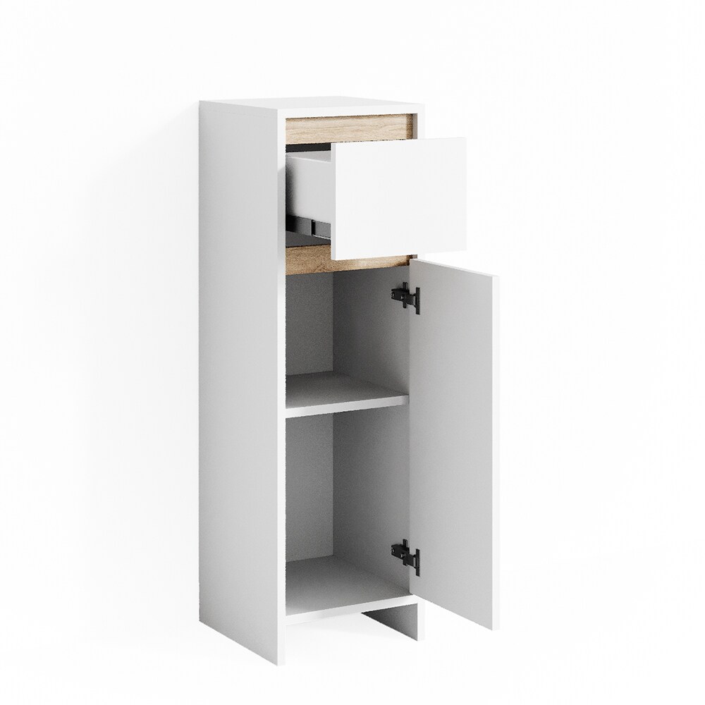 VICCO Badschrank EMMA Weiß Sonoma Eiche - Badezimmerschrank Badregal Midischrank