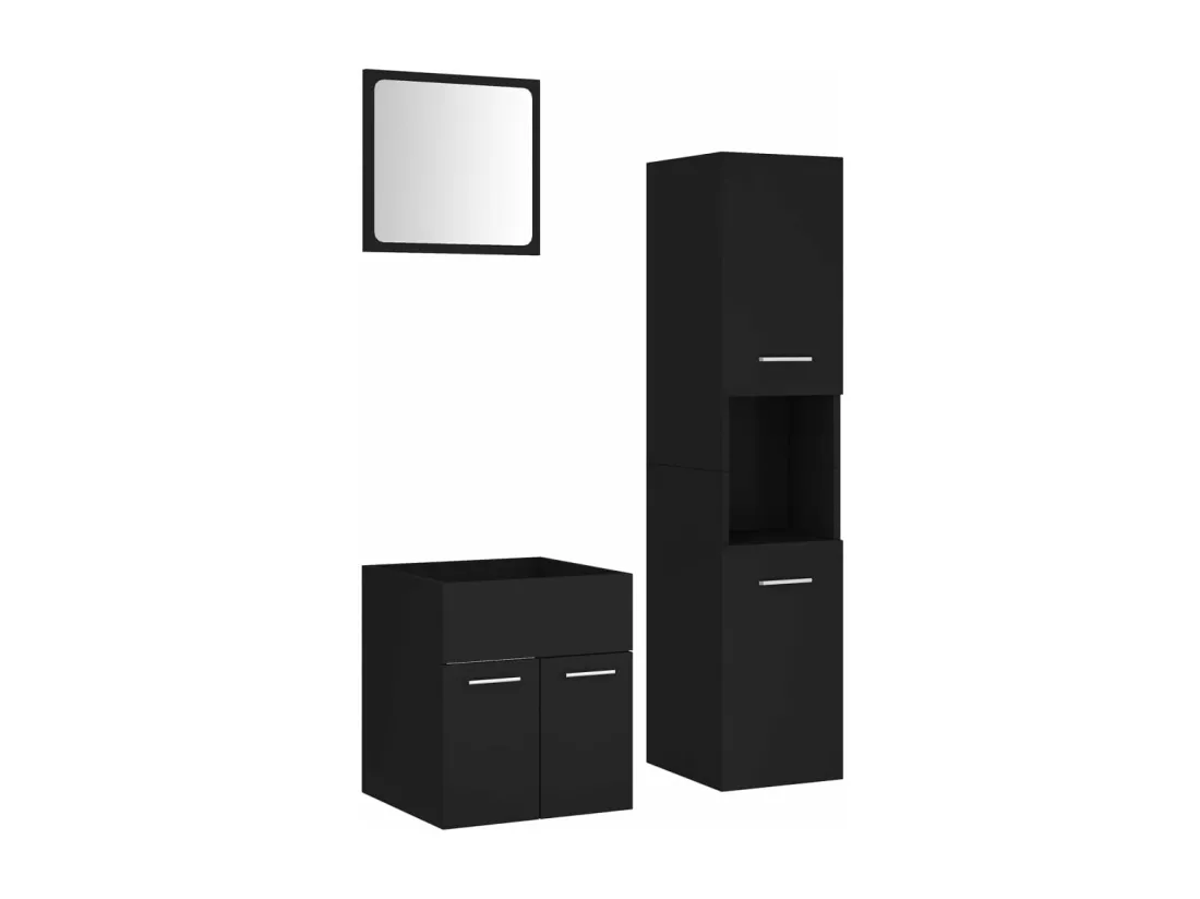 Ensemble de meubles de salle de bain Noir Aggloméré