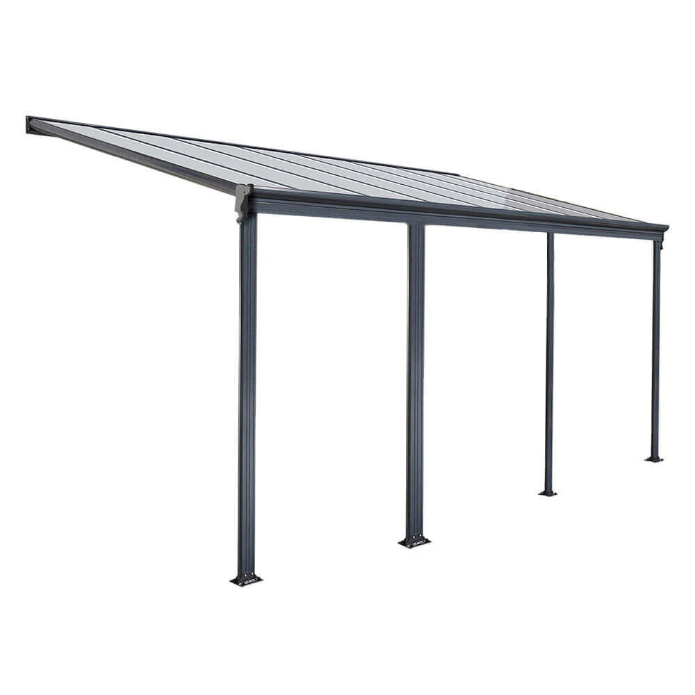 Home Deluxe - SOLIS Terrasoverkapping - Grijs - B/D/H: 618 x 303 x 226/278 cm - incl. dubbelwandige polycarbonaatplaten, bevestigingsmateriaal | Carport Paviljoen Pergola