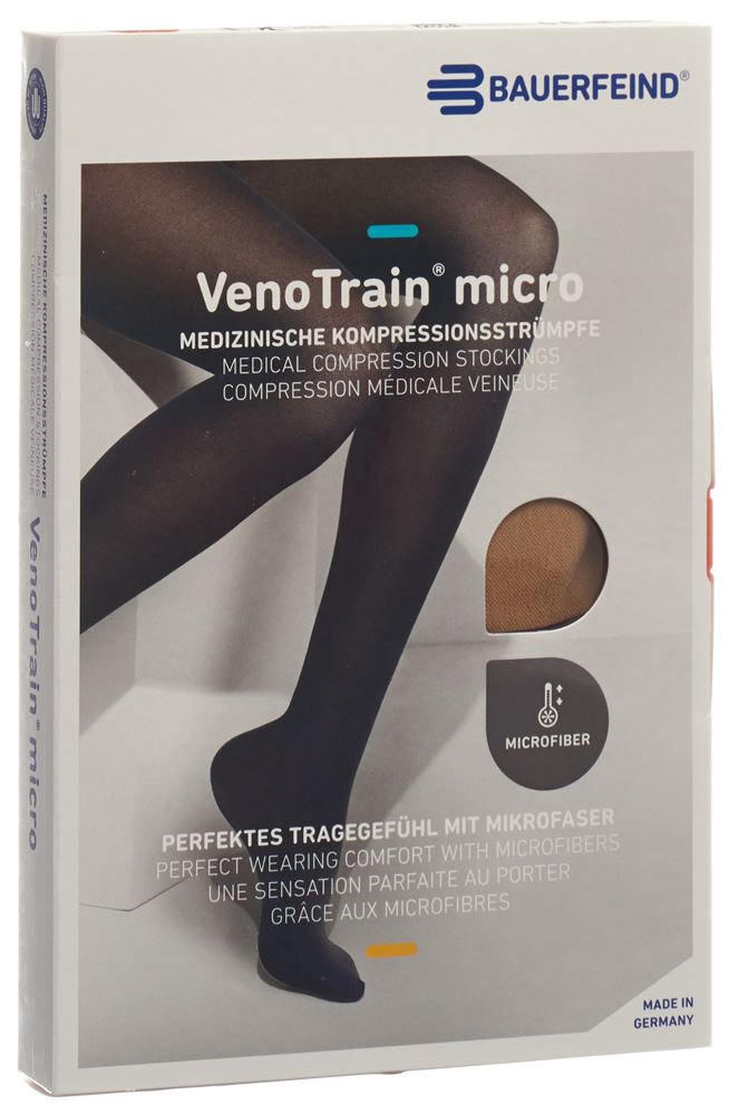 Bauerfeind VenoTrain Micro KKL2 AD XL plus/long geschlossene Fussspitze caramel 1 Paar