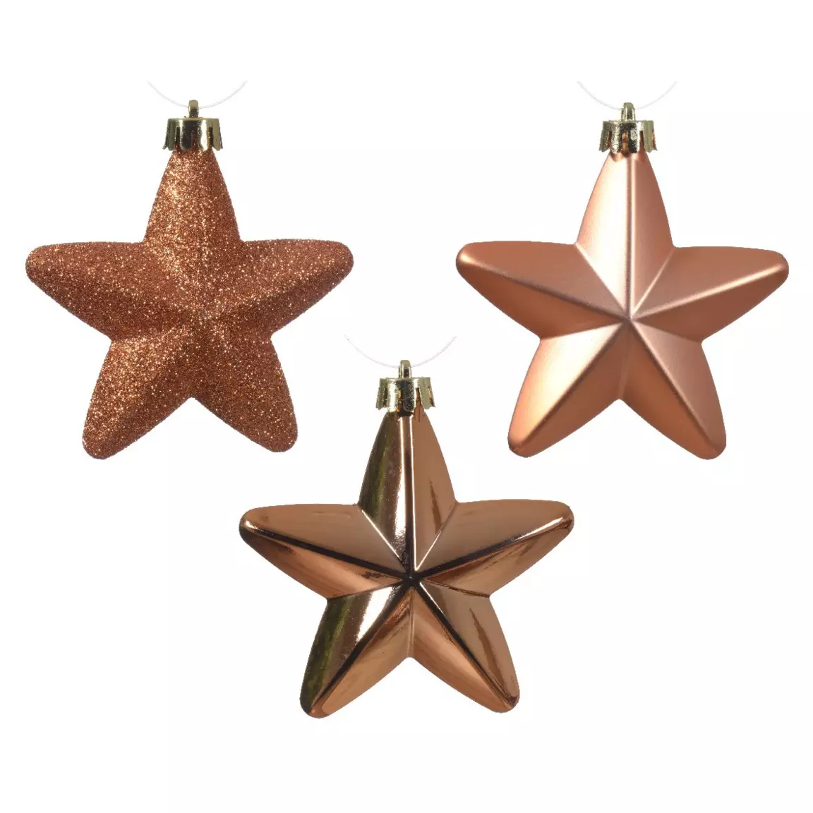 Lot de 6 étoiles de Noël à suspendre (H7 cm) Alpine Cuivre