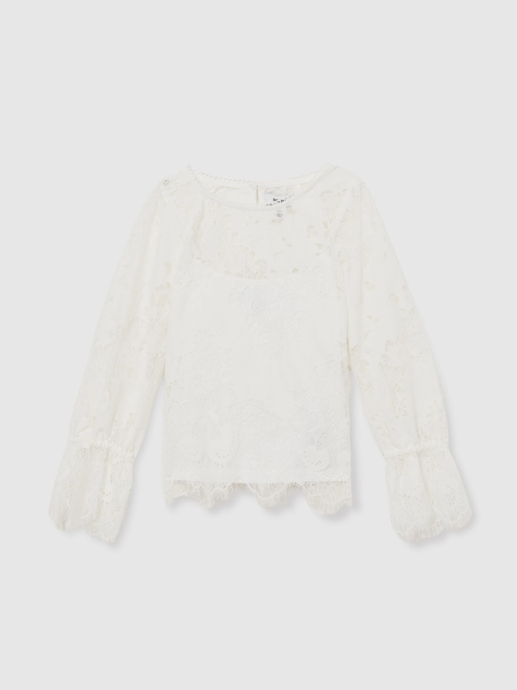 Reiss Emilia Lace Long-Sleeve Top